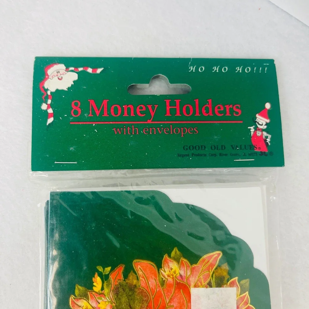 Vintage Christmas Money Holders 8 Pack Poinsettia Seasons Greetings Regent 91060